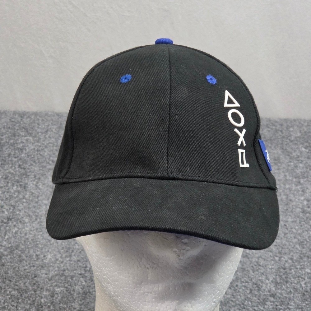 PlayStation PS5 Snapback Hat Black Blue Controller Symbols Gaming Cap Geekcore